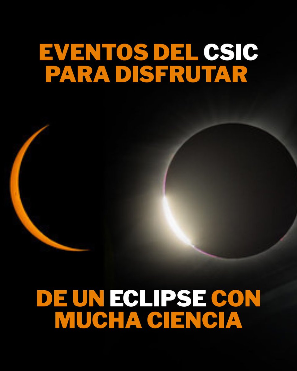 CSICdivulga's tweet photo. 🔭Durante tres años consecutivos podrán observarse desde España tres eclipses. El @CSIC organiza en torno a esta ocasión excepcional actividades que acercan y celebran la ciencia de los eclipses⤵️

😎Importante: para observarlos usa gafas homologadas https://t.co/jHguCu4rJ6 https://t.co/CEXi0jJs5M