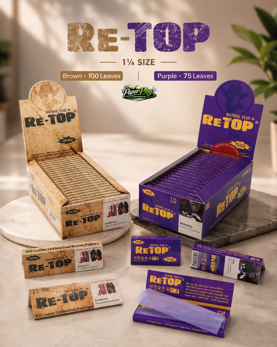 PaperPlugExpres's tweet photo. Choose your style with Re-Top 1¼ Rolling Papers—Brown with 100 leaves or Purple with 75 leaves. at @PaperPlugExpres  📩

https://t.co/z7aCtNygpW
#RollingPapersKenya #ReTopPapers #RollingAccessoriesKenya #PaperPlugExpress https://t.co/LXwRluUMvw