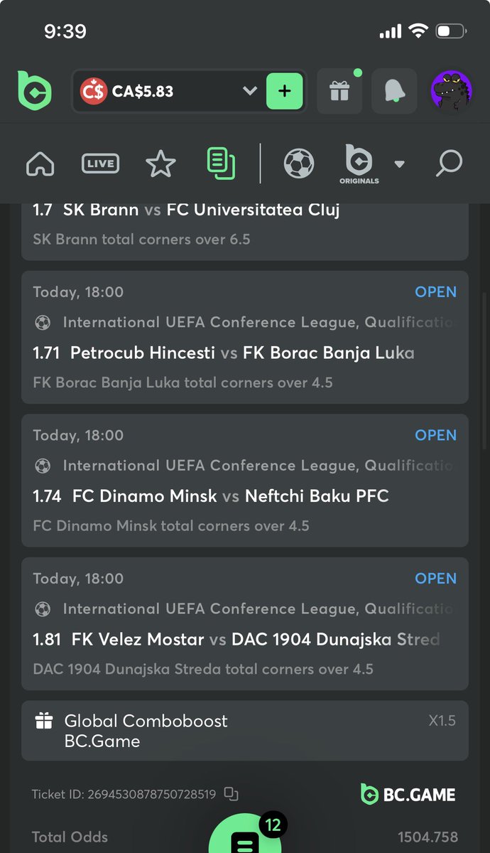 george__picks's tweet photo. 1.5K ODDS⚽️⚽️⚽️⚽️⚽️⚽️⚽️⚽️⚽️

Conference league ind. corner stats🏁

Global code on BC: 234944E

Load and play via “sport betslip”👇
https://t.co/xJbYGWZW1U

Pick your 7/7 and 6/6 edits✍️✍️✍️ https://t.co/uuYI8UOa7r