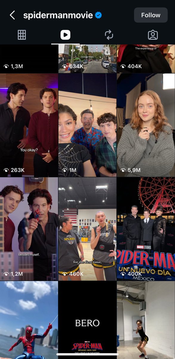 TheSideView_ID's tweet photo. Daya tarik Sadie Sink ini gak main-main, menurut gue dia mencapai another peak di film #SpiderManBrandNewDay  

Liat aja deh, sebagian besar unggahan yang ada Sadie di akun Instagram resmi film Spider-Man itu views dan likesnya selalu tinggi. 

Ini sebenarnya bukan hal baru, di series Stranger Things pun promosi atau konten yang menampilkan karakter yang dimainkan Sadie (Max) juga dapat views tinggi dan likes yang banyak. 

She is really that girl. 🫶✨