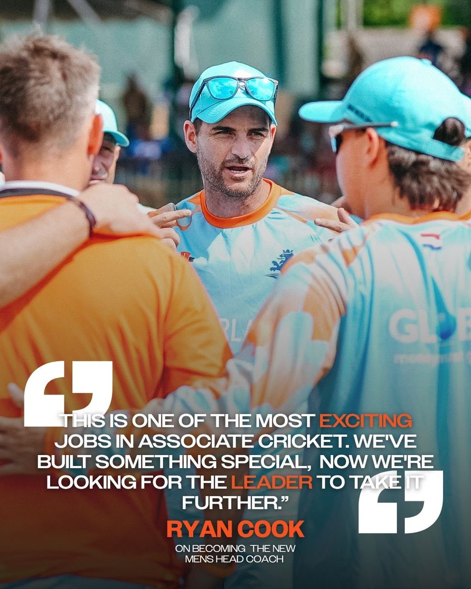 KNCBcricket's tweet photo. One of the most exciting jobs in Associate cricket is open. 🧡🏏

We’re looking for a Head Coach to lead the Netherlands Men’s team into the 2027 ODI &amp; 2028 T20 World Cup cycles.

📍 NL · Full-time, 2+ yrs Oct 2026 start
📩 CV + letter to ryan.cook@kncb.nl
🗓️ Dealine: Thurs 7 Aug https://t.co/EYOV338sXg