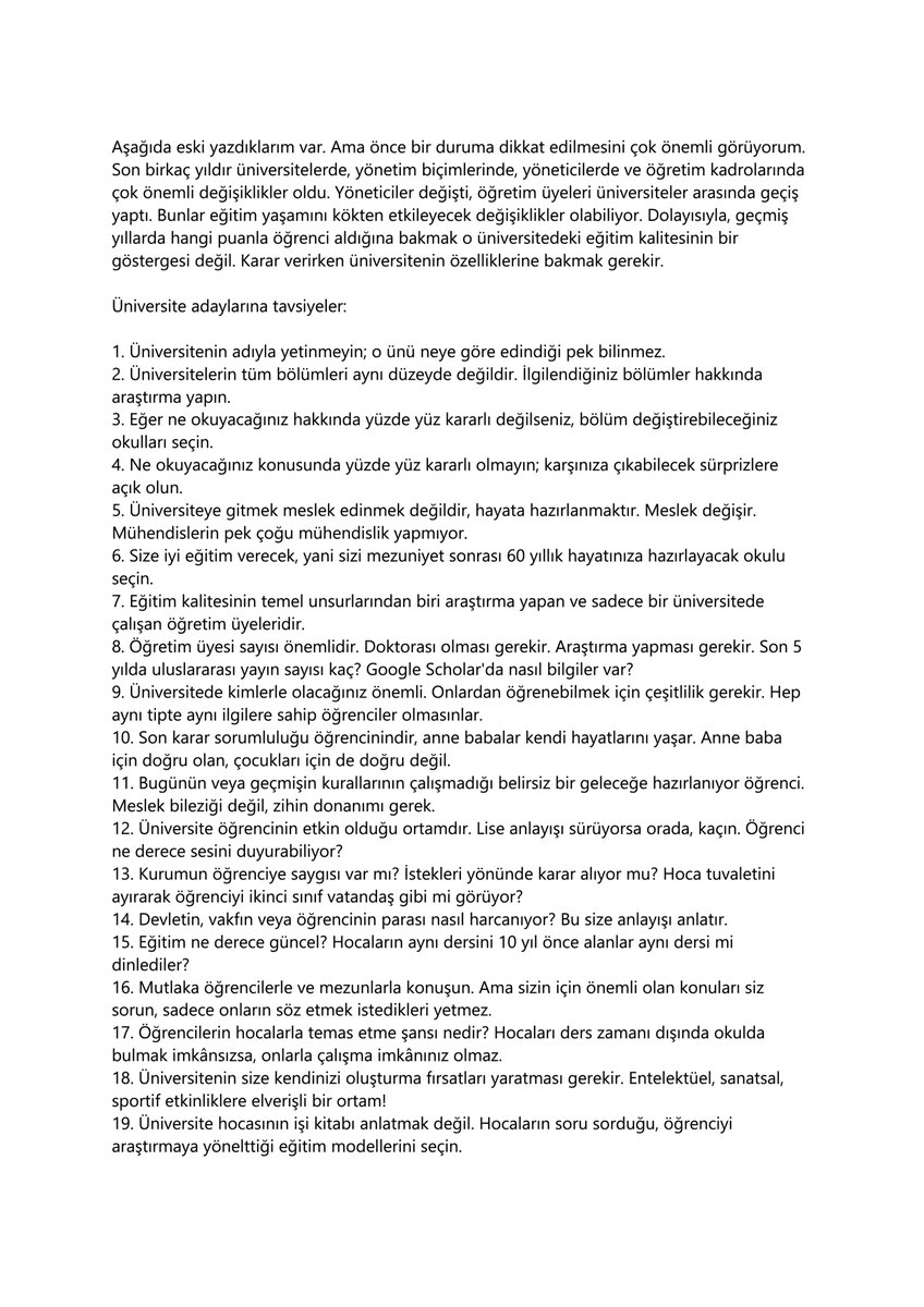 sgulgoz's tweet photo. Geleneksel üniversite adaylarına tavsiyeler yazısı. Bu yıl, listenin başına önemli bir uyarı ekledim. https://t.co/ApEmejPfcP