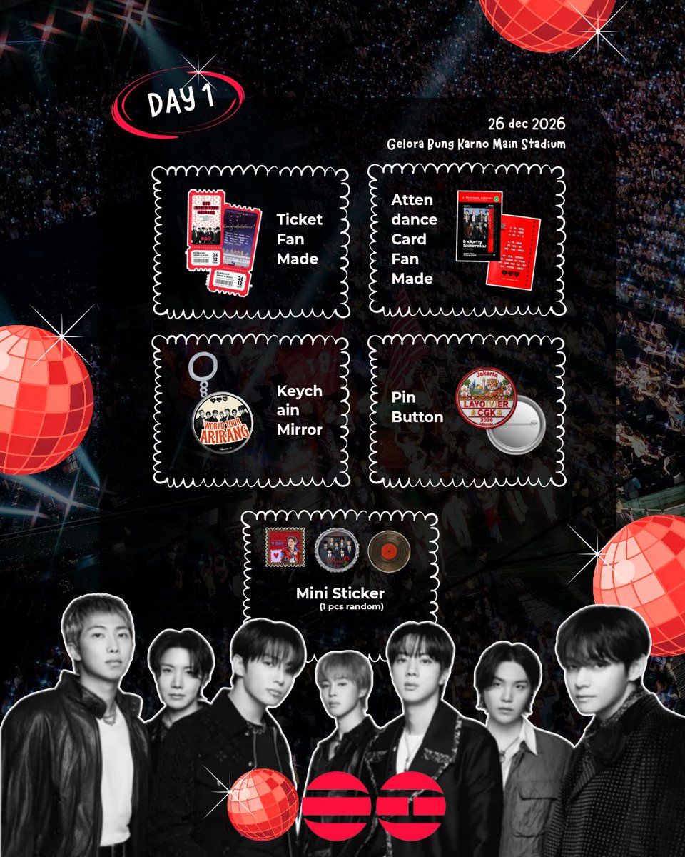 vvhintaeges's tweet photo. @vvhintaeges present ✧⁠\⁠(⁠>⁠o⁠<⁠)⁠ﾉ⁠✧ 

✨ FREEBIES BTS WORLD TOUR ARIRANG in Jakarta ✨

✨ 26 &amp; 27 Dec 2026 ✨

💃 Say hi &amp; be nice to me 
💃 Limited qty
💃 Trades are welcome
💃 Don't sell or throw it away
💃 Likes &amp; rts mean a lot♡‌ 

See u! ♡‌

#BTS_ARIRANG https://t.co/ViDl0HEzCS
