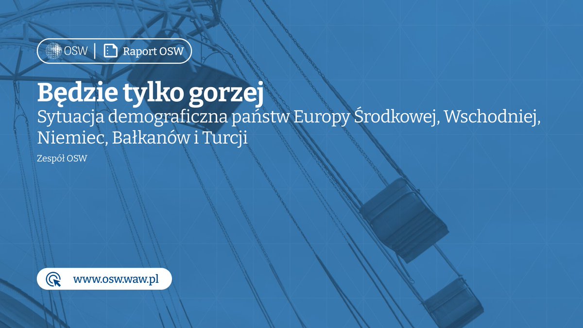 OSW_pl's tweet photo. Najnowszy #raportOSW ⬇️

Analitycy Ośrodka Studiów Wschodnich przyjrzeli się sytuacji demograficznej państw Europy Środkowej, Wschodniej, Niemiec, Bałkanów i Turcji.

Jak mówi tytuł, będzie tylko gorzej.

Zachęcamy do zapoznania się z raportem 👉 https://t.co/FxYo8X5Gmp https://t.co/BCGWr23jJx