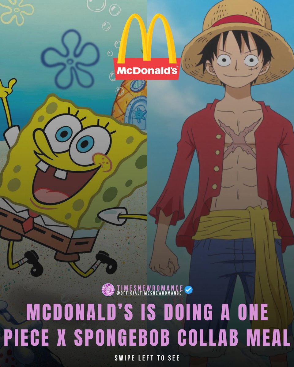 TimNewRom's tweet photo. McDonald's is reportedly releasing a SpongeBob x One Piece Happy Meal in Australia
︀︀
Snackolator says the confirmed countries for these toys are Australia and New Zealand (US is likely).

The show you like more, SpongeBob or One Piece? 👀

#spongebob #onepiece #mcdonalds https://t.co/4zVKRKP6PI