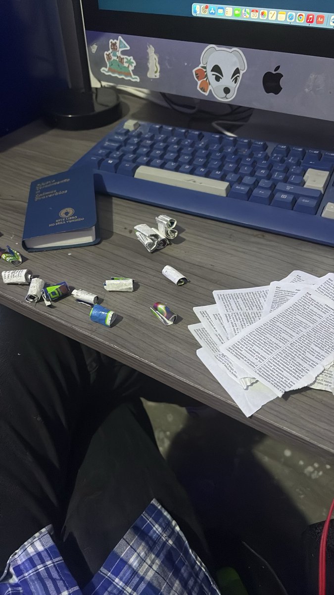 TigreDeVolcan's tweet photo. Haciendo mis porros con hojas de un librito de proverbios del nuevo testamento que nos dieron en ka prepa a mi hermano y a mi, hmm… #drugtwt https://t.co/A3SSoQZOMk