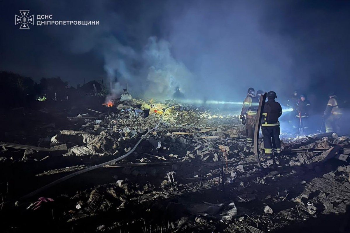 KyivPost's tweet photo. Russia killed an entire large family and turned their home into a mass grave. Both parents and all seven of their children were killed when a missile struck near Kryvyi Rih. 

Rescue crews are still searching through the rubble. https://t.co/1GHtl3fJ2d