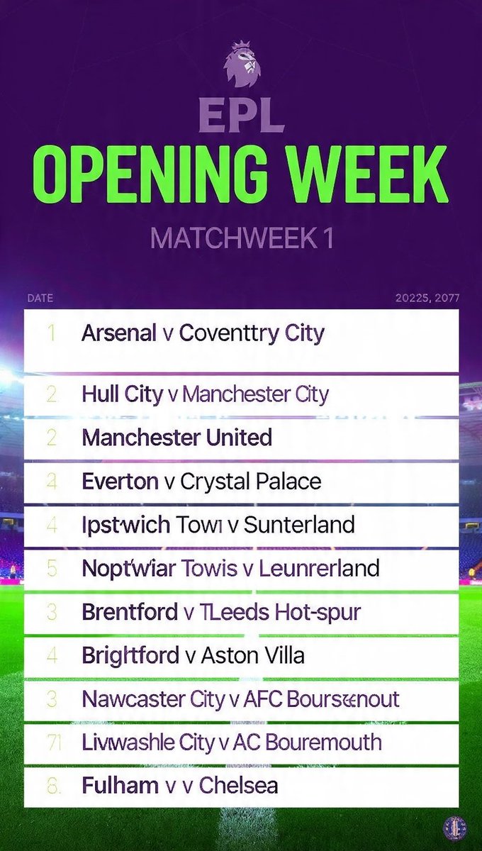 Enjoy_DH's tweet photo. EPL IS BACK 🔥

Matchweek 1 fixtures are here! 
Arsenal kick us off vs Coventry on Friday night.

Which game are you watching first? 👀 https://t.co/arnWMHVXY4