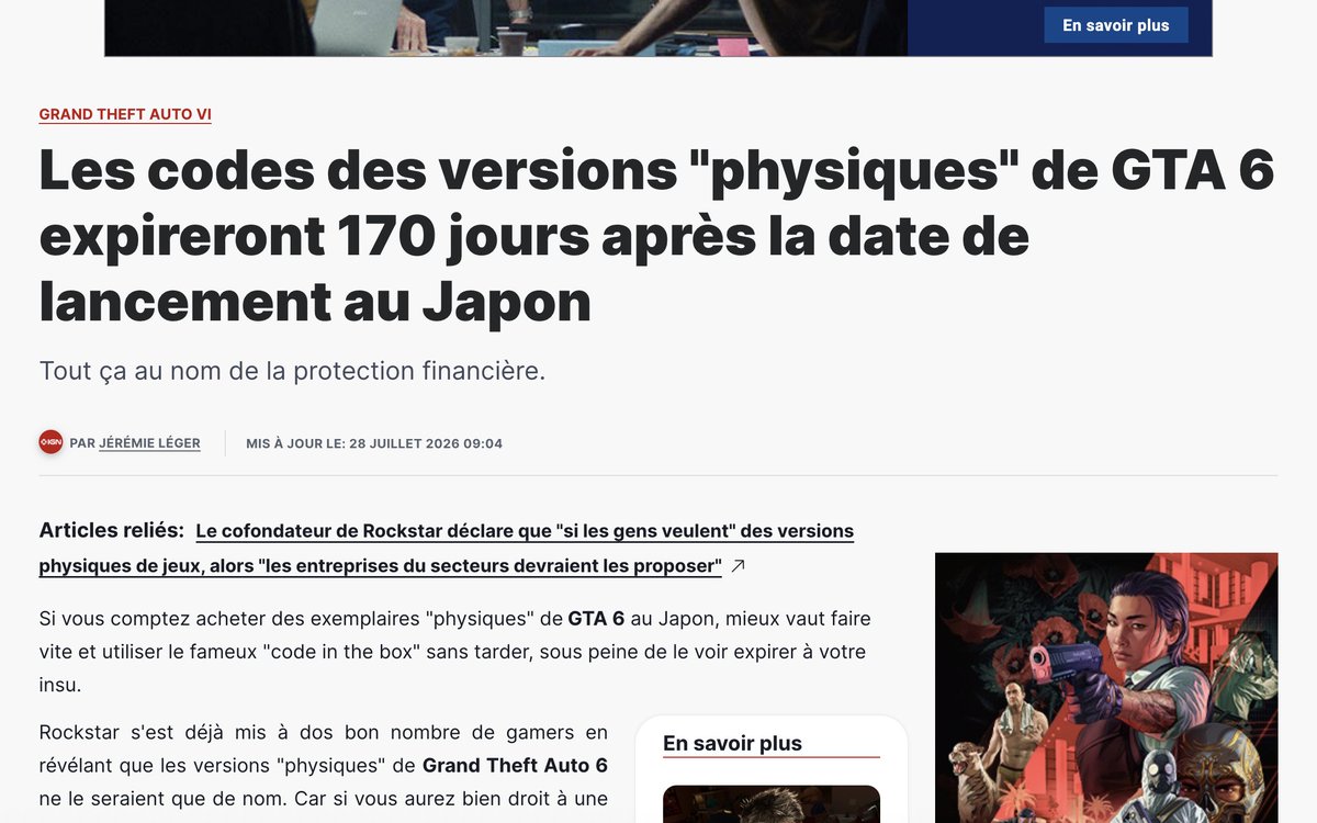 conkerax's tweet photo. C'est pour m'abattre c'est pas possible 🤣 

170 jours et ton achat de GTA VI se barre dans la nature si tu n'actives pas le code-in-the-box dégueulasse au Japon  

Mais vive "l'évolution" mes chers amis ! Il faut vivre avec son temps n'est-ce pas ? 

#NoCDNoPLAYSTATION ✊💿 https://t.co/DoDfNv32QE
