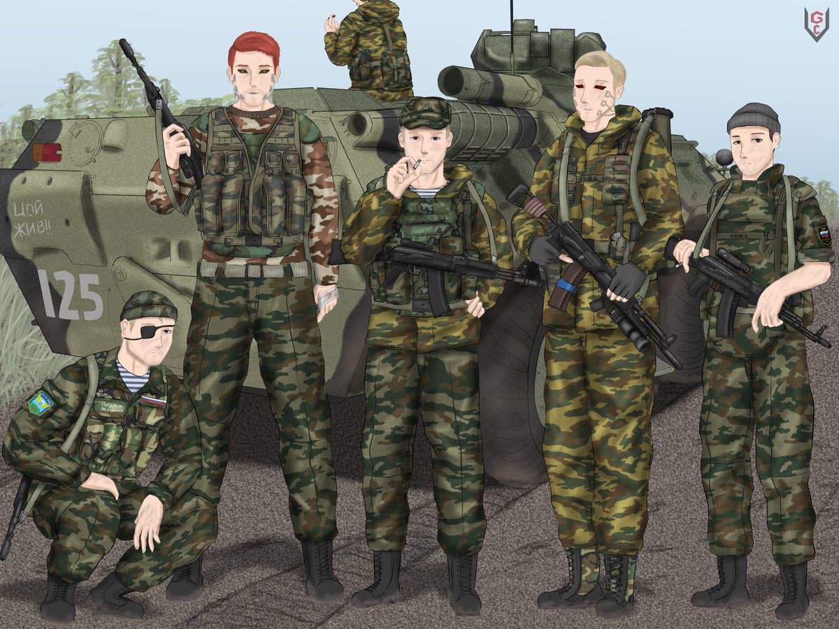 VorGirchenko's tweet photo. Prae AU themed art. Got some support from friends but also from my own will to dig prologue themed stuff of the aforementioned.

Aleksa, cue "In Our Eyes" by Kino, dunno.

Ft. @RussianChairGuy 's OCs in the middle and far right. https://t.co/6h8BqT883i
