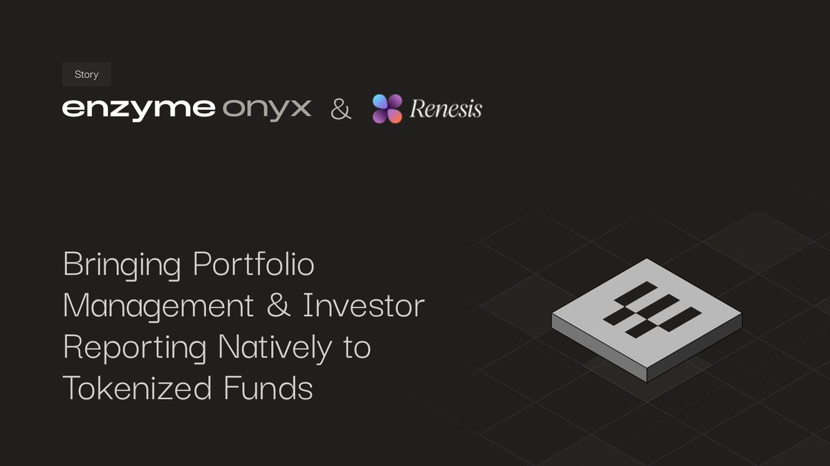 enzymefinance's tweet photo. Tokenized fund infrastructure doesn't stop at issuance, fund managers also need portfolio management and clean investor reporting. That’s why we’ve partnered with @renesisfi, a unified portfolio management and execution platform for liquid crypto funds.

Learn more: https://t.co/SJAvNwFFia