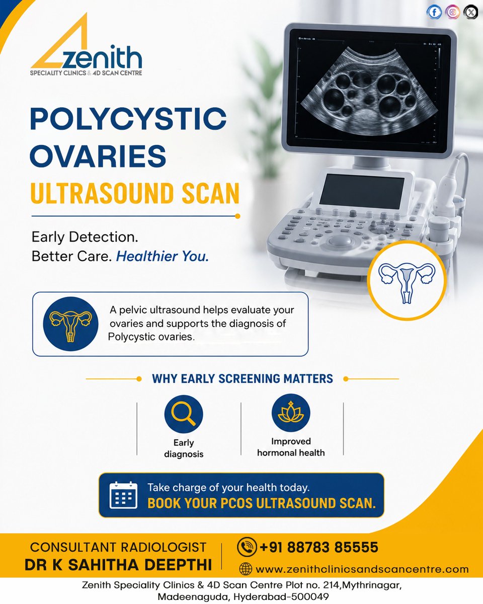 Zenith_Clinics's tweet photo. A #PelvicUltrasound helps evaluate #PolycysticOvaries and supports early #PCOS diagnosis. Early screening and timely care can improve hormonal balance, guide treatment, and protect your long-term #WomensHealth.

#PolycysticOvaries #PelvicUltrasound #HormonalHealth #WomensHealth https://t.co/qUxAorotQY