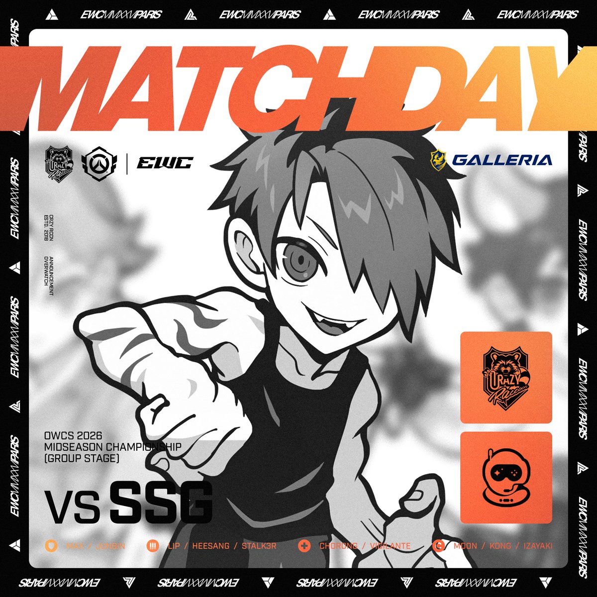 crazyraccoon406's tweet photo. 【OWCS Midseason Championship】
- Day 2

⚔️7/30(木) 19:00~

vs Spacestation Gaming

- MAX (@OW_MAX1)
- JunBin (@Junbin_ow)
- LIP (@socutelip)
- HeeSang (@Ow_HeeSang)
- Stalk3r(@Stalk3r_OW)
- CH0R0NG (@CH0R0NG_OW)
- Vigilante (@vi9ilante71)

- MOON (@moonbyungchul89)
- Kong (@OW_Kong)
- IZaYaKI (@Izayaki_ow)

🔴Youtube 
https://t.co/kjaiRACNUI
🟣Twitch
https://t.co/cHY16WHoe2

#CRWIN #Overwatch #OWCSMSC