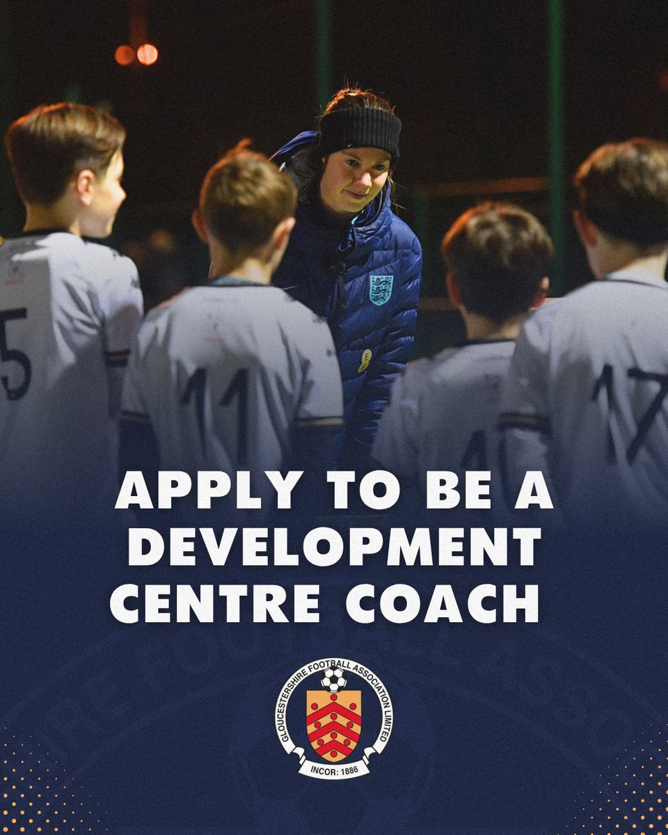 GlosFA's tweet photo. Coaching opportunities for 2026/27 ⚽

Join our Boys’ Development Centre coaching team ahead of the new season.

Apply here 👉  https://t.co/BXazAgQzid https://t.co/pRQVdvF0vO