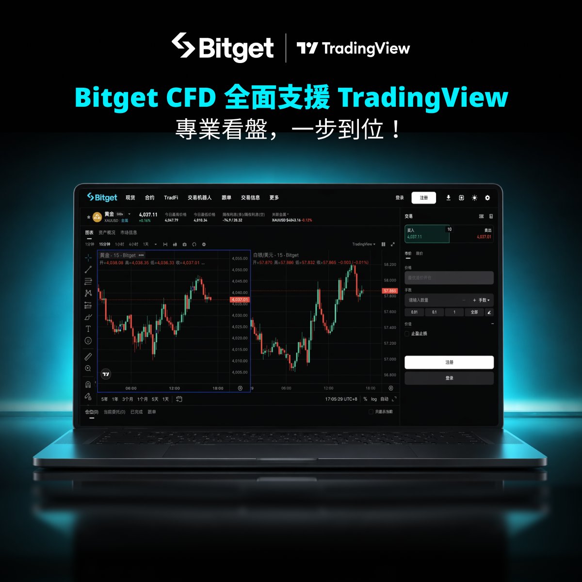 BitgetTC's tweet photo. 🚀 Bitget CFD 交易體驗全面升級！

Bitget CFD 現已完整整合 TradingView 專業圖表 📊

支援分屏監控，並可使用豐富的分析工具庫，幫助你更高效觀察行情、制定交易策略。

立即開啟更流暢、更專業的 CFD 交易體驗！
📘 https://t.co/frCwCVTase https://t.co/aIEsAGz2NB