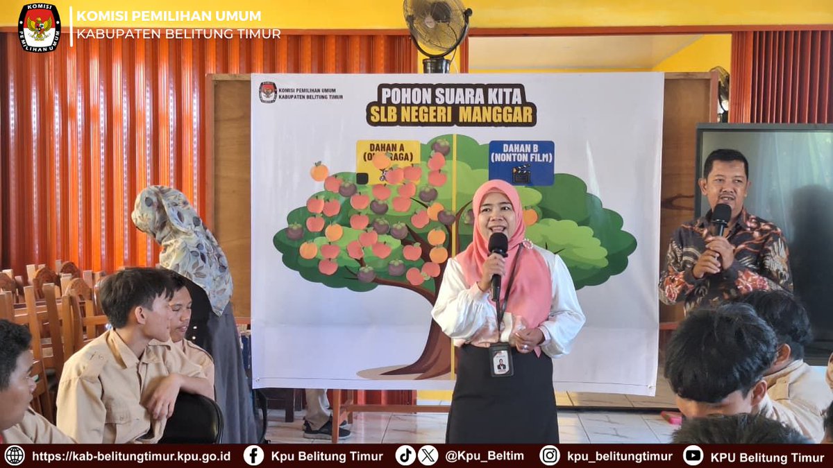 Kpu_Beltim's tweet photo. #TemanPemilih,Komisi Pemilihan Umum (KPU) Kabupaten Belitung Timur melaksanakan kegiatan Sosialisasi Pendidikan Pemilih Disabilitas Cerdas Pemilu dengan tema "Suara Pertamaku, Masa Depan Bangsaku, Pelajar Disabilitas Siap Berekspresi" pada Kamis (30/7/2026) di SLB Negeri Manggar. https://t.co/mUE7eQFZ3k