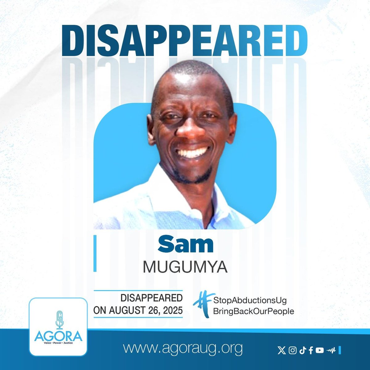sdkafeero's tweet photo. Next month, Comrade Sam Mugumya will mark a year in enforced disappearance at the hands of the Ugandan state. He endured 8 years in a terrible prison in the DRC. But at least then, his elderly mother knew he was alive. She had hope. Now his own country has disappeared him! https://t.co/kjpTZx0Swq