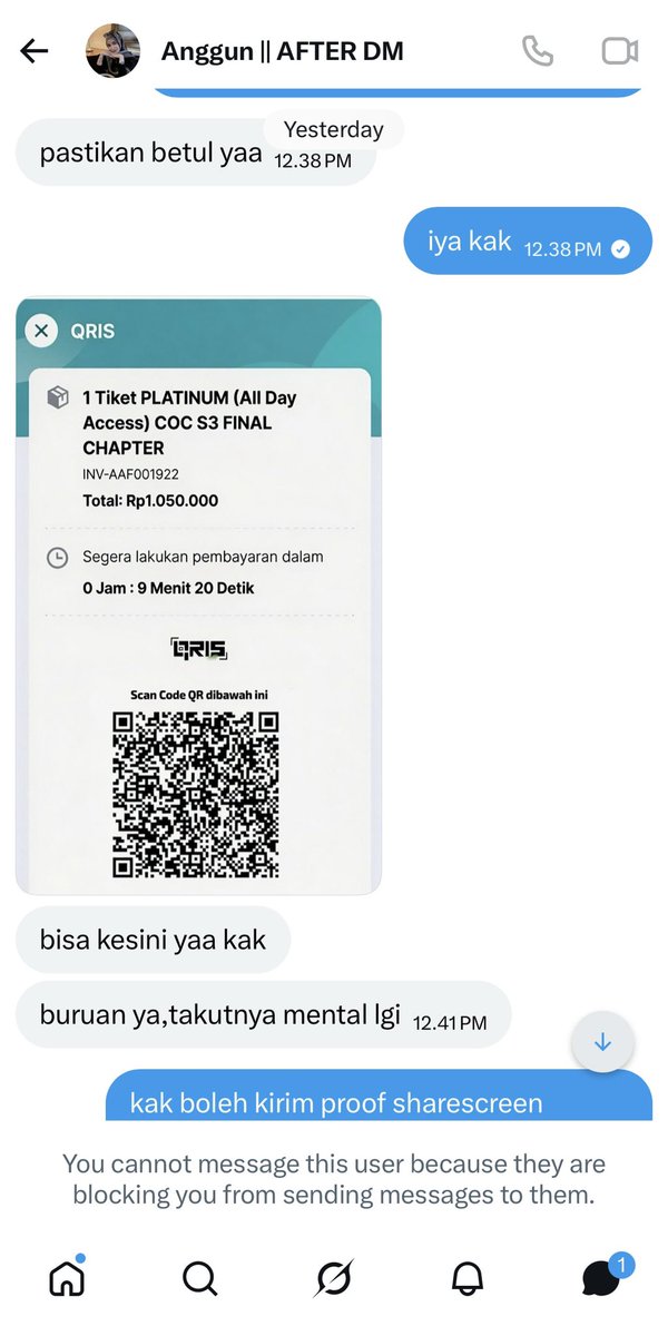 chickenmaayoo's tweet photo. ‼️PENIPUAN DAN SCAM COC FINAL CHAPTER SEASON 3‼️

perkenalkan manusia sampah dan menyedihkan yang sangat butuh uang @AnggunAFTEbi ( I’ve been blocked by this pathetic human.)

⚠️PERHATIAN UNTUK TEMAN-TEMAN YANG LAGI BUTUH TIKET⚠️

JANGAN PERCAYA WTS TIKET SKRG GUYS! SEMUA SCAM! https://t.co/SDhqBEljIa