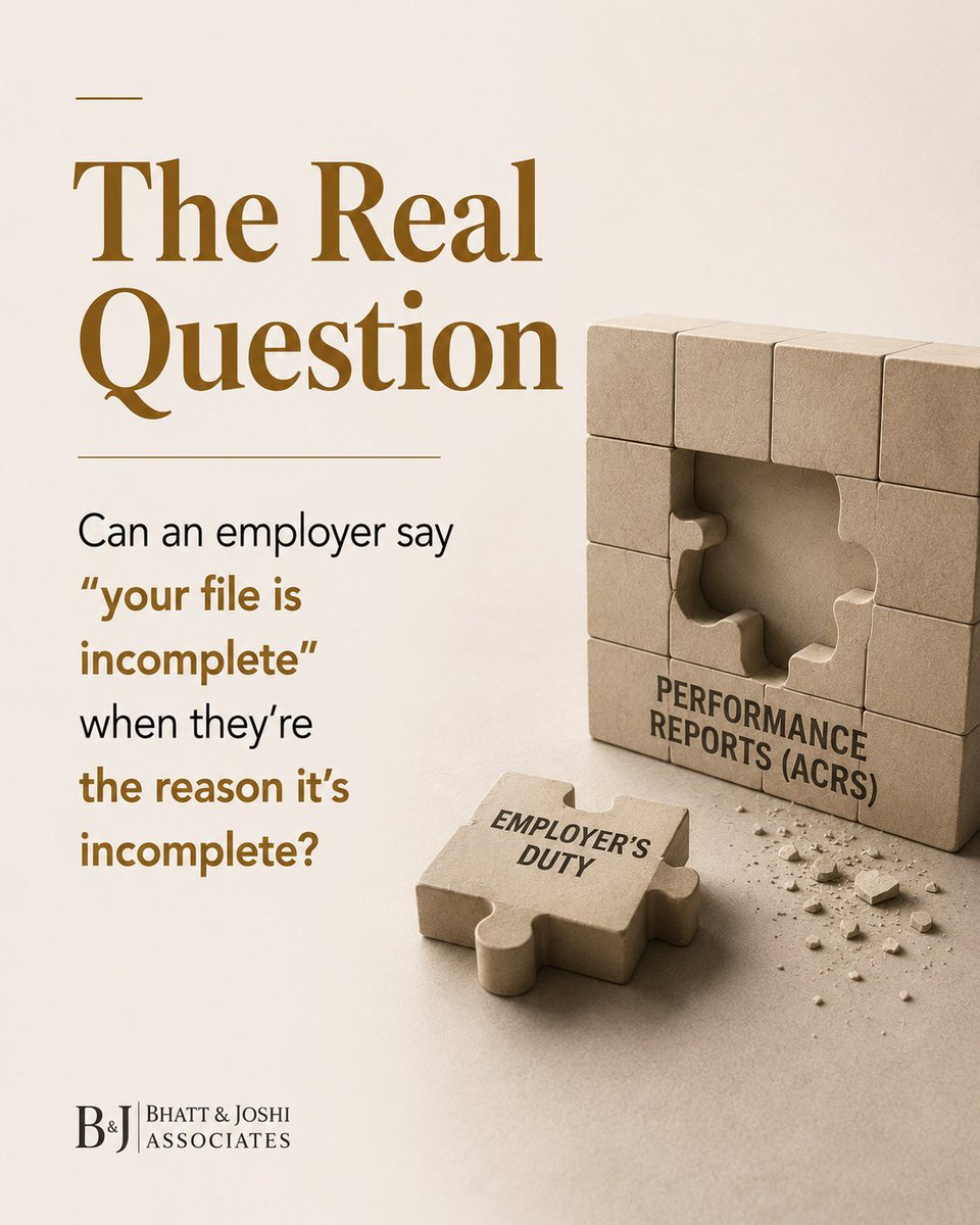 BandJAssociates's tweet photo. The twist: he was out of a job for 6+ years after a wrongful discharge. No job = no performance reports (ACRs) for those years. His employer then said: “File incomplete, no promotion.” SC's answer: you can't blame him for a gap YOU created https://t.co/OQ0LIaOFye