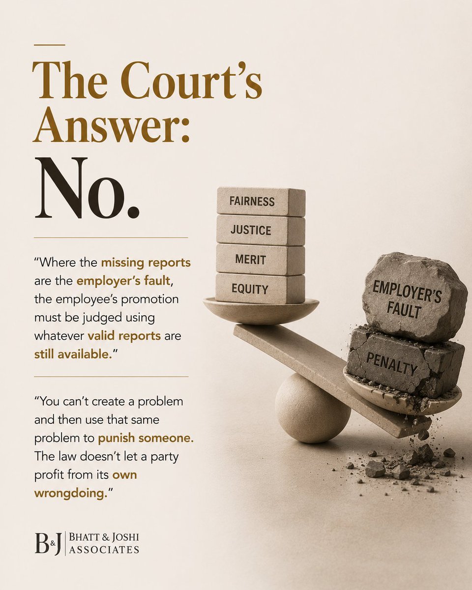 BandJAssociates's tweet photo. The twist: he was out of a job for 6+ years after a wrongful discharge. No job = no performance reports (ACRs) for those years. His employer then said: “File incomplete, no promotion.” SC's answer: you can't blame him for a gap YOU created https://t.co/OQ0LIaOFye