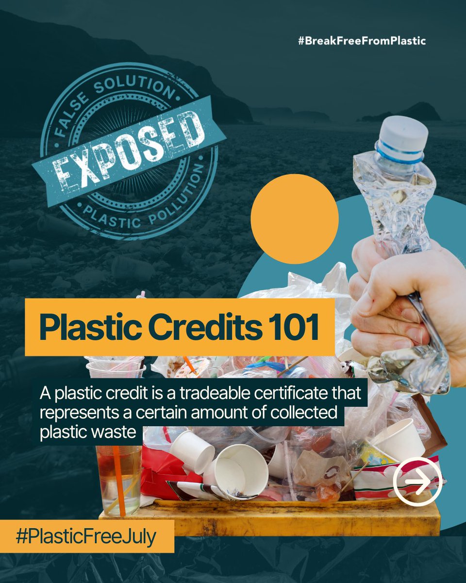 brkfreeplastic's tweet photo. ♻️ Plastic credits don't solve plastic pollution. They let companies claim "plastic neutrality" while continuing to produce more plastic.
Real solutions reduce plastic production, not offset waste.
#FalseSolutionsExposed #BreakFreeFromPlastic #PlasticFreeJuly https://t.co/ABWbDs5hoN