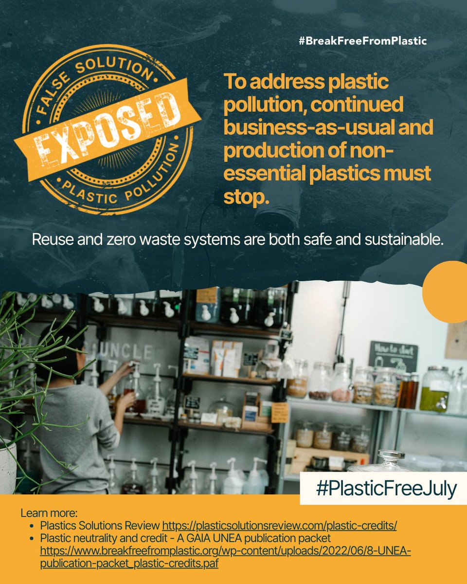 brkfreeplastic's tweet photo. ♻️ Plastic credits don't solve plastic pollution. They let companies claim "plastic neutrality" while continuing to produce more plastic.
Real solutions reduce plastic production, not offset waste.
#FalseSolutionsExposed #BreakFreeFromPlastic #PlasticFreeJuly https://t.co/ABWbDs5hoN