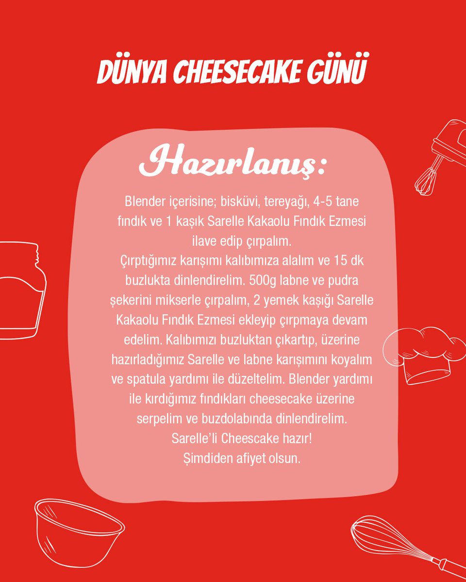 sarelle's tweet photo. Dünya Cheesecake gününe özel çok tatlı bir tarif; Sarelle’li Cheesecake!❤️🥰

#Sarelle #ÖnceSarelleSonraGülümse https://t.co/d6Wsmf8KzA