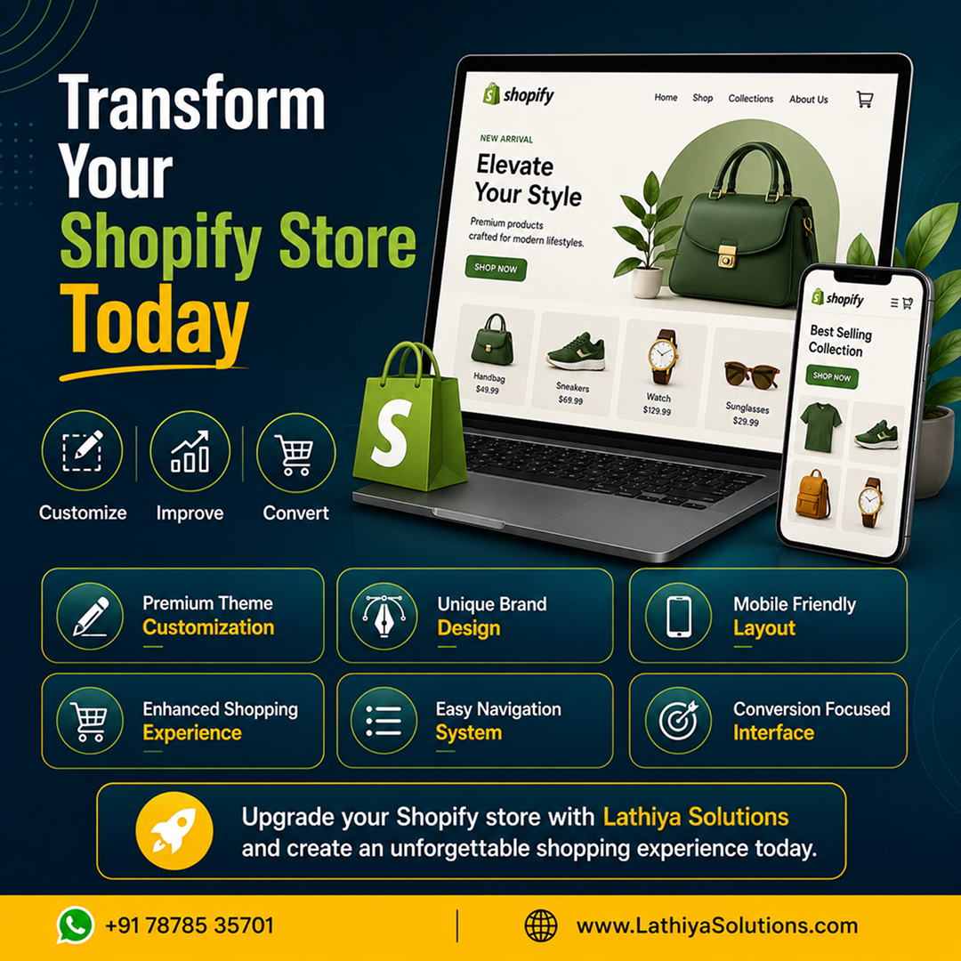 lathiyasolution's tweet photo. Your Shopify store deserves more than a template. Build a unique shopping experience. 💚
 https://t.co/sj4DvHvtzA
#Shopify #eCommerce #WebDesign https://t.co/7TXtGLtG6f
