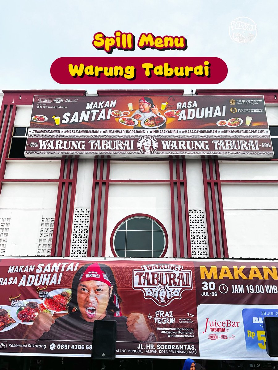 brosispku's tweet photo. BroSis, yang penasaran ada menu apa aja di Warung Taburai by Praz Teguh, bisa cek postingan ini yaa🤩
_
Warung Taburai
@warung_taburai @praz_teguh
📍 Jalan HR. Soebrantas, Panam, Pekanbaru
(Sebelah MM Store, gak jauh dari Simpang Tobekgodang)
_
🌐 Butuh rekomendasi di Pekanbaru? Cek website https://t.co/gOQN0k5b65