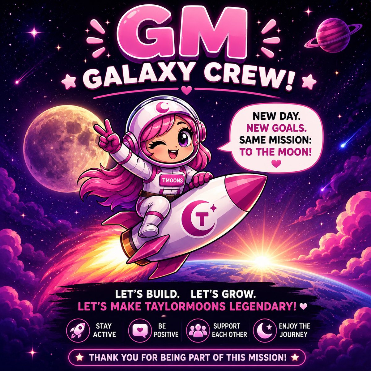 _valorax's tweet photo. 🌙 GM, Galaxy Crew! 🚀

Every sunrise is another opportunity to build something bigger than ourselves.

The mission stays the same:
✨ Stay active.
✨ Support the community.
✨ Keep spreading the word.
✨ Keep believing in the journey.

No shortcuts. No stopping. Just consistent building until the whole galaxy knows the name Taylormoons. 🌙💜

🚀 CA:
 
💬:

https://t.co/mkCqk66jRz

#TSMOONS #Solana #Memecoin #HODL