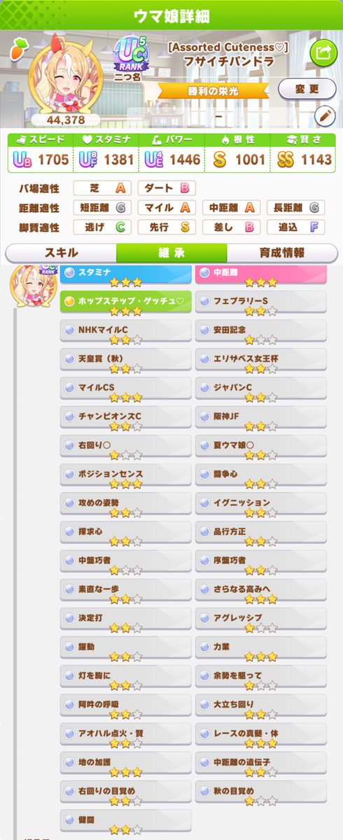RnXk6's tweet photo. 8月loh先行向け因子
夏、右、アオハル賢、ポジセ、真髄速体賢、逃げ先行ためらい、阿吽、決定打、大立ち回り、力業、陽.地の加護欲しいのだいたいあると思います。

久々に神因子降臨したのでよければぜひm(*_ _)m
 
 #ウマ娘
 #ウマ娘因子 https://t.co/AsXwtLF27A