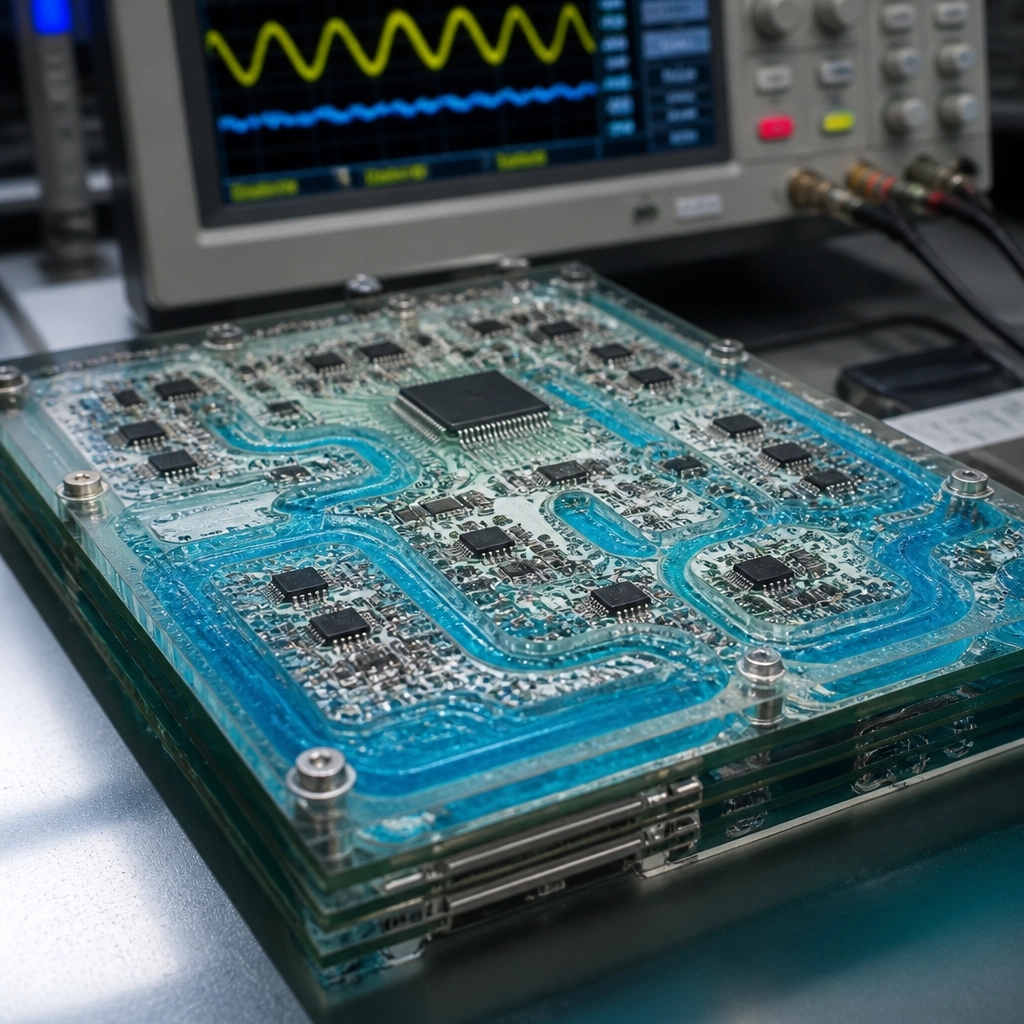 design96957's tweet photo. Cool high-power AI chips right at the source with integrated micro-fluidic liquid channels inside the FR4. Contact us at hello@circuit-board-design.com #PCBDesign https://t.co/8gV90mbB4x