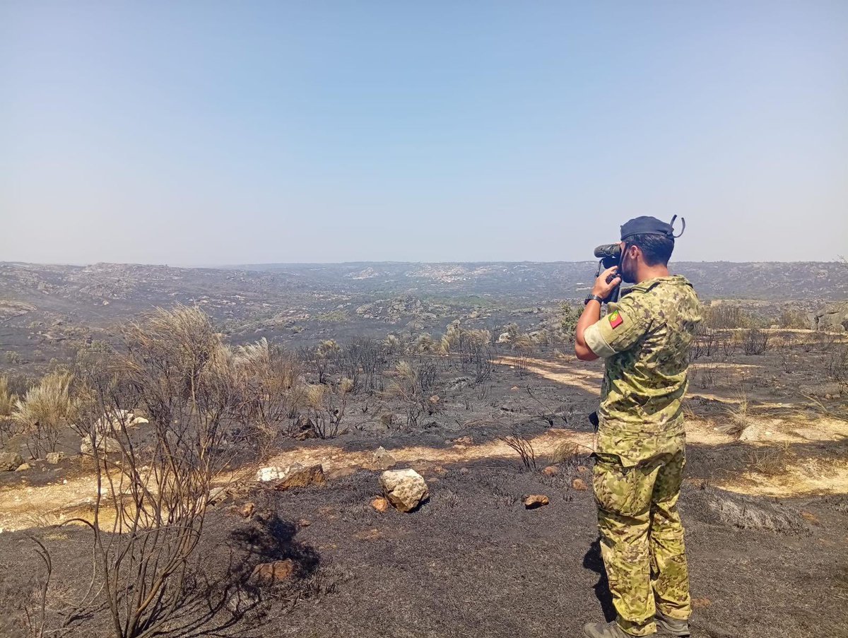 MarinhaPT's tweet photo. A Força de Marinha empenhou, durante a última semana, dois pelotões no apoio ao combate aos incêndios rurais distribuídos pelos incêndios de Alijó e de Cerdeira, Guarda. Neste momento, a Força mantém-se empenhada com cinco viaturas e 20 militares. https://t.co/BQsxtSWbU8
