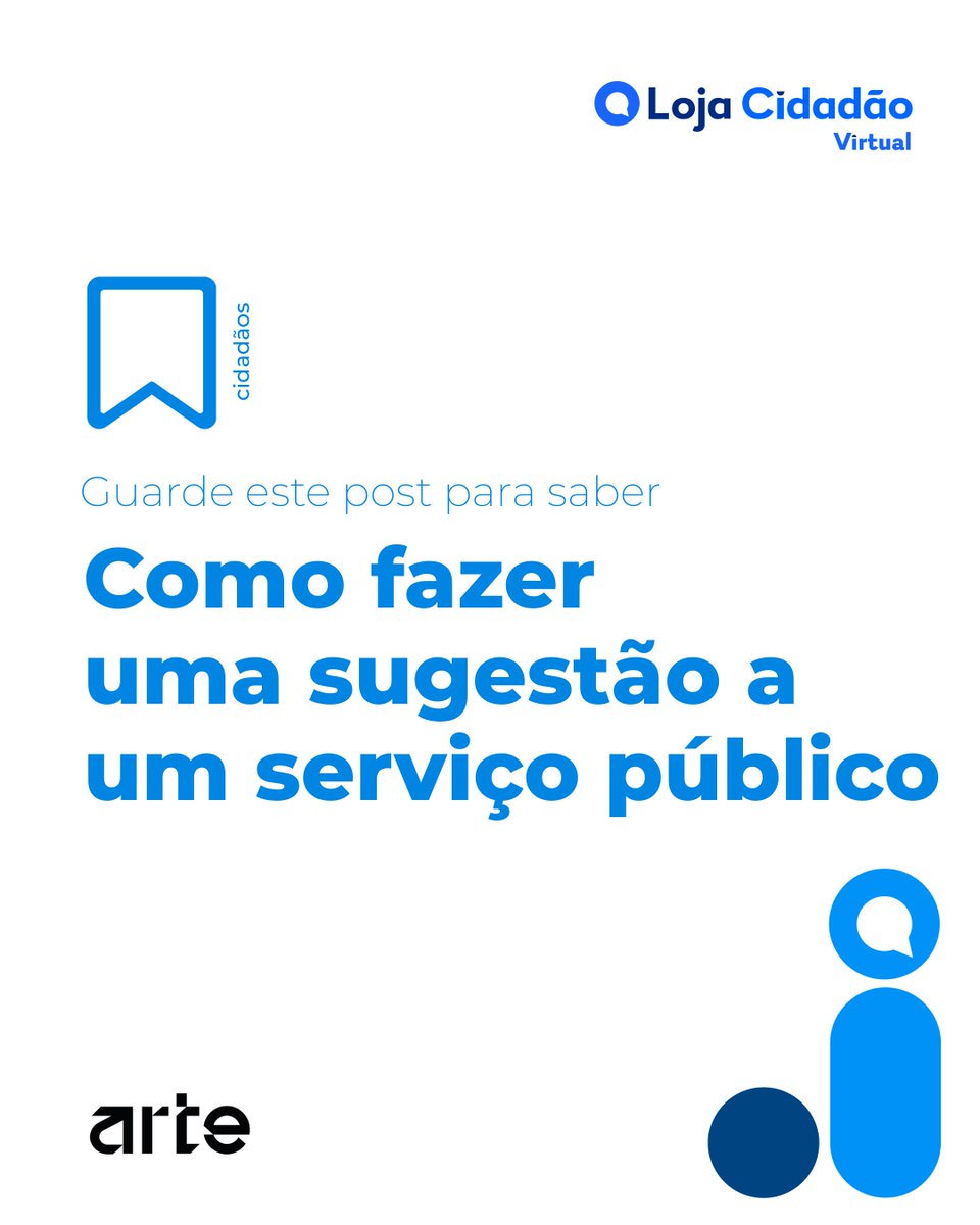 arte_gov_pt's tweet photo. 💡 Tem uma ideia que pode melhorar os serviços públicos? Agora pode partilhá-la através da Loja de Cidadão Virtual.✍️💻

🔗 Saiba mais ou faça a sua sugestão em https://t.co/n836ktw6SU.

#ARTEGov #portal #govpt #lojadecidadaovirtual #sugestao #PRR https://t.co/4eh4zTLfBP