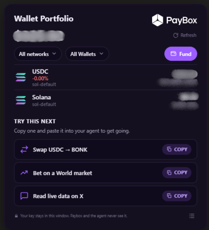 byeleni's tweet photo. "What can MoonPay's PayBox really do?"

I've put together a plain version of what it does and what it doesn't.

The point of it:
A sentence in Claude or ChatGPT chat moves real money across the open internet without code or terminal.

What it does: 
- From a Claude or ChatGPT chat you can swap tokens, bridge, onramp, earn yield, and pay for real-world things e.g. reservations and online shopping. 
- Solana and the main EVM chains. 
- Prompt via natural language

What it doesn't:
- Touch your money on its own
- Hold your keys
(The AI preps the transaction and your passkey moves it. It's your wallet, so you withdraw and revoke whenever).

Reminder 1: onchain is irreversible. 

Reminder 2: 'Always Ask' mode makes you approve each move, which is the setting I'd keep whilst it's this new.

Autonomous is convenient, but it's also how a valid but bad transaction could happen.

Basically: PayBox moves on the rules you set. Acting software is VERY interesting - but understand everything before implementing anything.