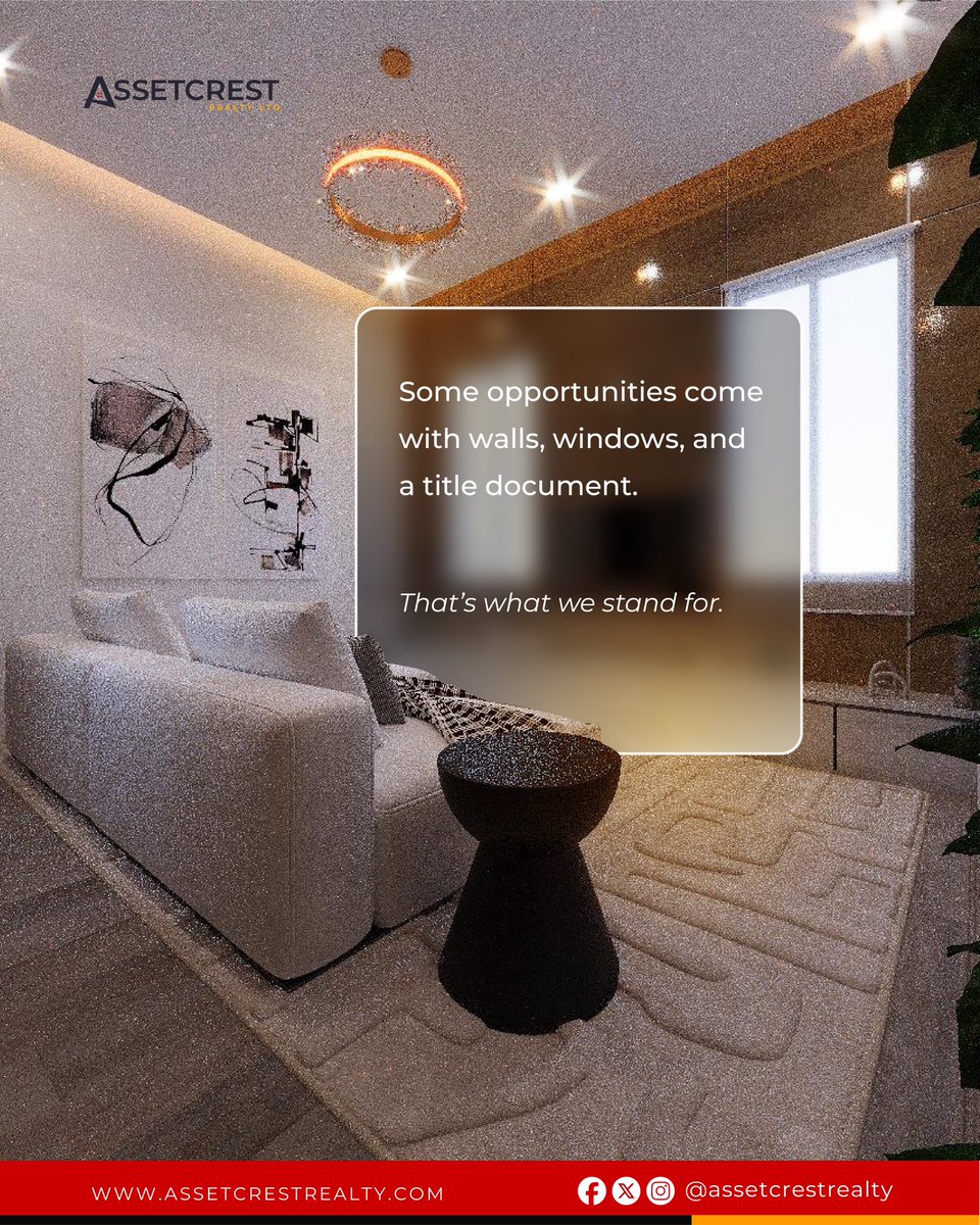 AssetcrestR's tweet photo. Your next property shouldn’t just be a purchase. It should be an asset.

At Assetcrest, we help you find properties with real value, strategic locations, and the potential to grow with you.

Don’t just own property. Own an asset.

DM Assetcrest today to get started. https://t.co/2WE2C1DKLh