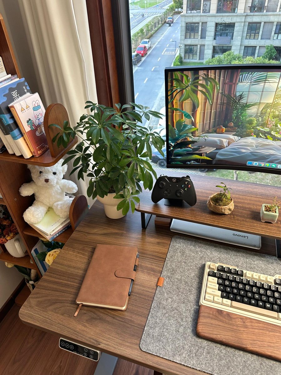 ZadaGibbindstz's tweet photo. Transform my small desk into a cozy work haven with a tiny potted succulent, a stack of favorite books, and a warm string light—boosted my focus so much today! https://t.co/nB3iwiKTnp