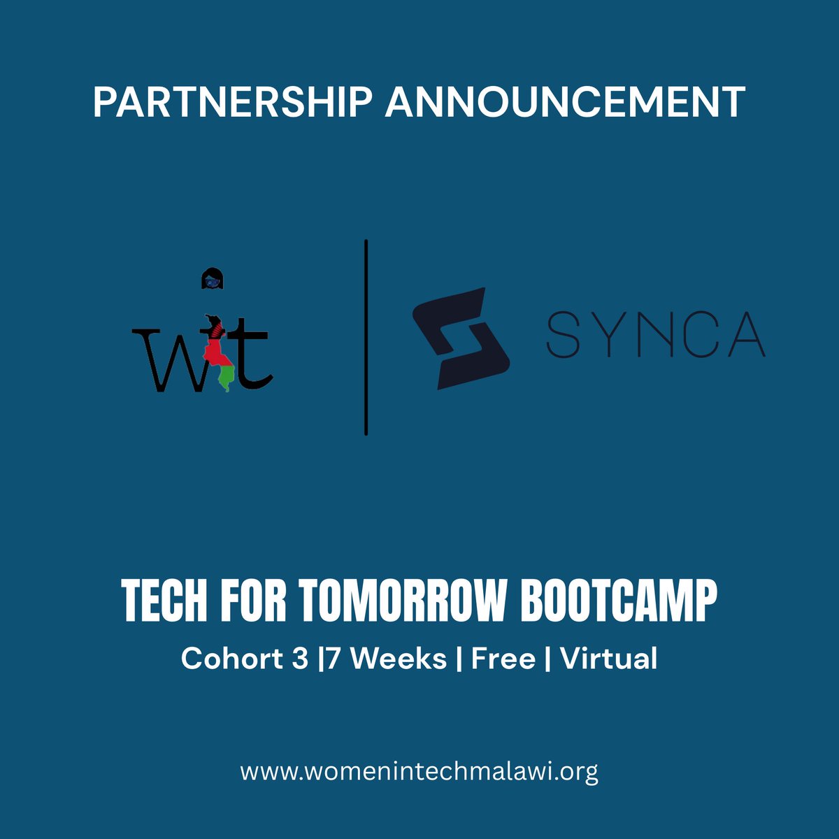 womenintech_mw's tweet photo. We’ve partnered with SYNCA for Cohort 3 of the Tech for Tomorrow Bootcamp.

7 weeks. Free. Virtual. Open to women of African descent.

Applications are open now. Apply and share:
https://t.co/rxWUDdySIH

#WomenInTech #TechForTomorrow https://t.co/ov3VEUv4bl