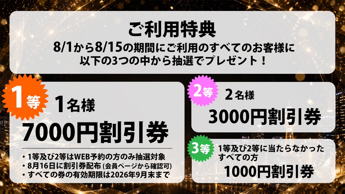 sunrise_umeda's tweet photo. SUNRISEは8月1日で7周年を迎えます🎊

いつもご利用いただいている方も、お久しぶりの方も、初めての方も、是非このイベント期間にご利用ください☺️

最大7,000円の割引券がご利用全ての方に当たるビッグイベント🉐

皆様にお会いできることを楽しみにしております💕 https://t.co/ghs7g2Nqtm