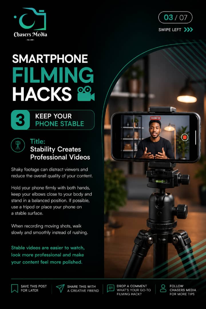 ChasersMedia001's tweet photo. Your phone can do more than you think. 
Better lighting, cleaner audio, a steady shot, and consistent practice can transform your videos.
What's the one filming tip that changed your content the most?
#ContentCreator #FilmmakingTips #MobileVideo #CreatorEconomy #ChasersMedia https://t.co/dXEmKJY8cd