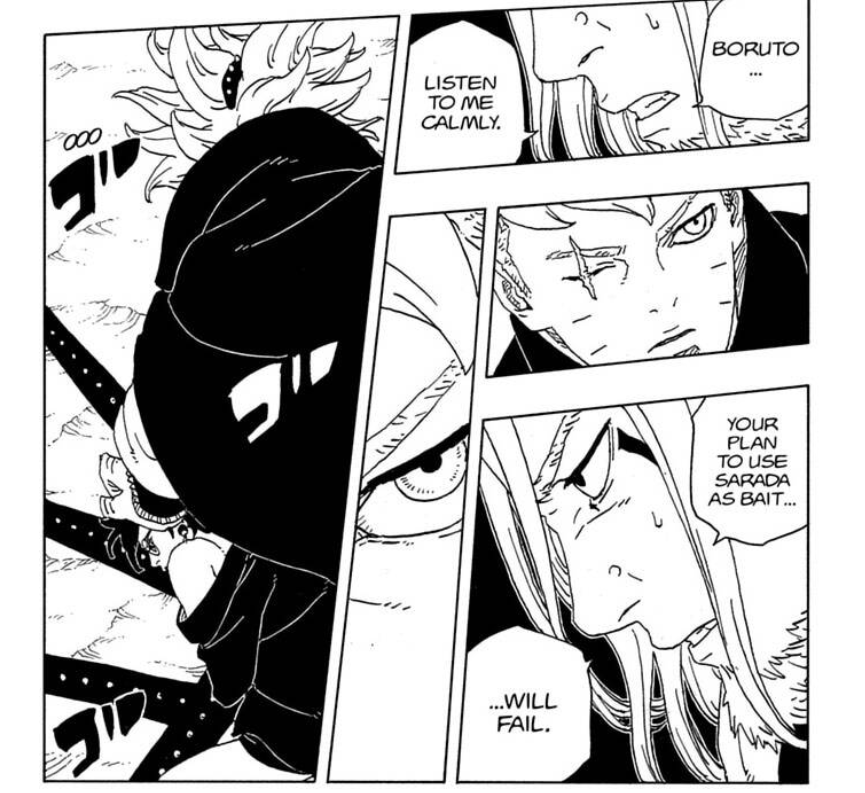 Cosm0s_Flow's tweet photo. If taking Sasuke's sword as a hostage can make Boruto this angry, imagine his anger towards Code for taking Sasuke's daughter (Sarada) as a hostage to lure him. No wonder Borushiki is out... https://t.co/GHhxnZv3Sk
