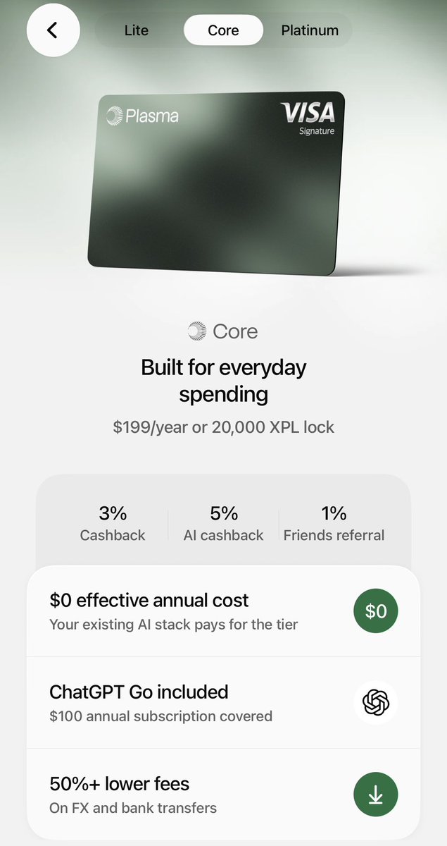 zaheerebtikar's tweet photo. Cool to see from Revolut.

Plasma One has had ChatGPT Go as a Core perk since inception.

There’s even more for our Platinum holders ;-) https://t.co/Livj1w4Rzm
