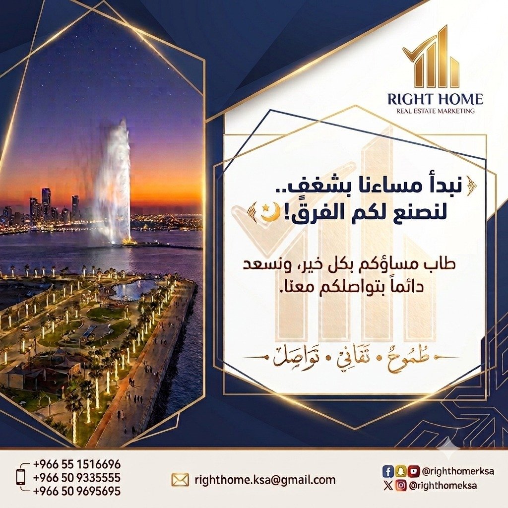 RighthomeKsa's tweet photo. ✨ نبدأ مساءنا بشغف.. لنصنع لكم الفرق! 🌙
​طاب مساؤكم بكل خير.. في رايت هوم للتسويق العقاري نسعى دائماً لتقديم أفضل الحلول والفرص العقارية بطموح وتفانٍ يستحق ثقتكم 🏡✨
​💬 للتواصل المباشر عبر الواتساب:
📲 https://t.co/BSxSEIW6AZ
​#رايت_هوم #تسويق_عقاري #عقارات_السعودية #عقارات_جدة