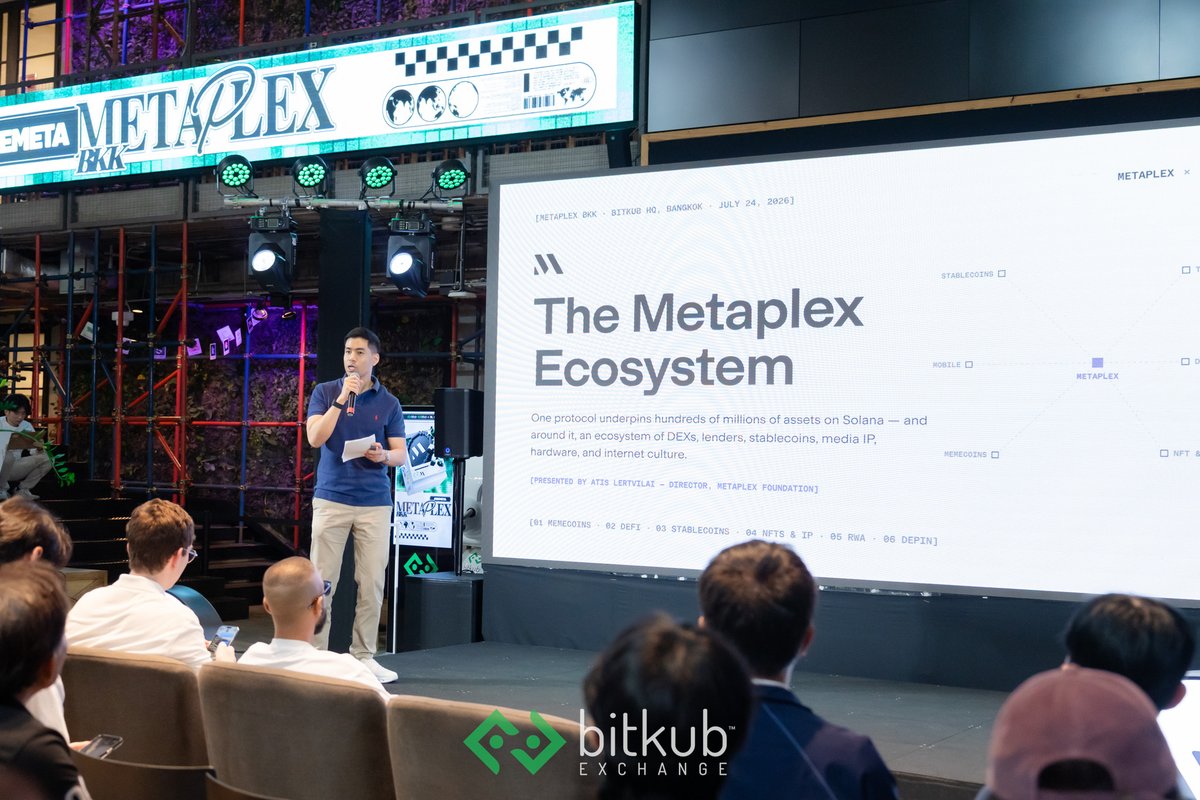 BitkubOfficial's tweet photo. That’s a wrap! Bitkub x Metaplex: Metaplex BKK was amazing!🪩 @metaplex
 .
Thank you to our speakers for sharing such great insights and stories, and thank you for every conversation that made the night more special than we ever expected.
 .
With KOLs and friends from across the space — over 200 of you in one room — it's clear that Thailand's crypto community is growing stronger and more connected every day.
 .
Until next time — we can't wait to do this again 🫶📷
.
#BitkubxMetaplex #BitkubExchange #Bitkub #MPLX #Metaplex