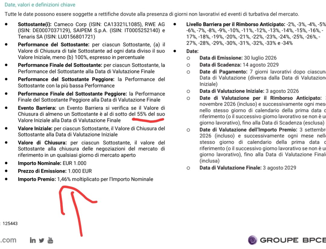 RE_DI_DIVIDENDI's tweet photo. Devo svuotare il conto corrente entro domani
#Natixis è un Rating A- #BPCE è il terzo gruppo bancario in Francia
IT0006777277  1.46% al mese 17.52% Annuo 
Barriere 55% - Tutti energetici 
CAMECO #TENARIS RWE #SAIPEM  https://t.co/oJLljwMtOM
#CERTIFICATI #certificates  #dividendi https://t.co/9C0VeOMPuT