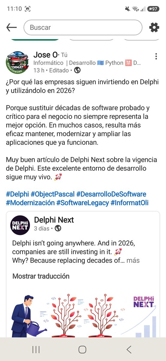 informatoli's tweet photo. 🚀 Nueva publicación en LinkedIn:

¿Por qué las empresas siguen invirtiendo en Delphi y utilizándolo en 2026?
Post I
🔗 https://t.co/xMrf2eEIuL

#Delphi #ObjectPascal #InformatOli https://t.co/DA4J8jjMls