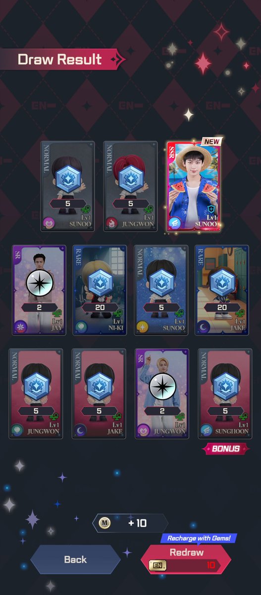 ddeonutsunoo's tweet photo. I just got 1 card when I finally spent my gems 🤧 my 48 special draw tickets all got nothing 🫤

anyway AAAAAA I GOT SUNOO 😳 https://t.co/ZYiiigwTcb