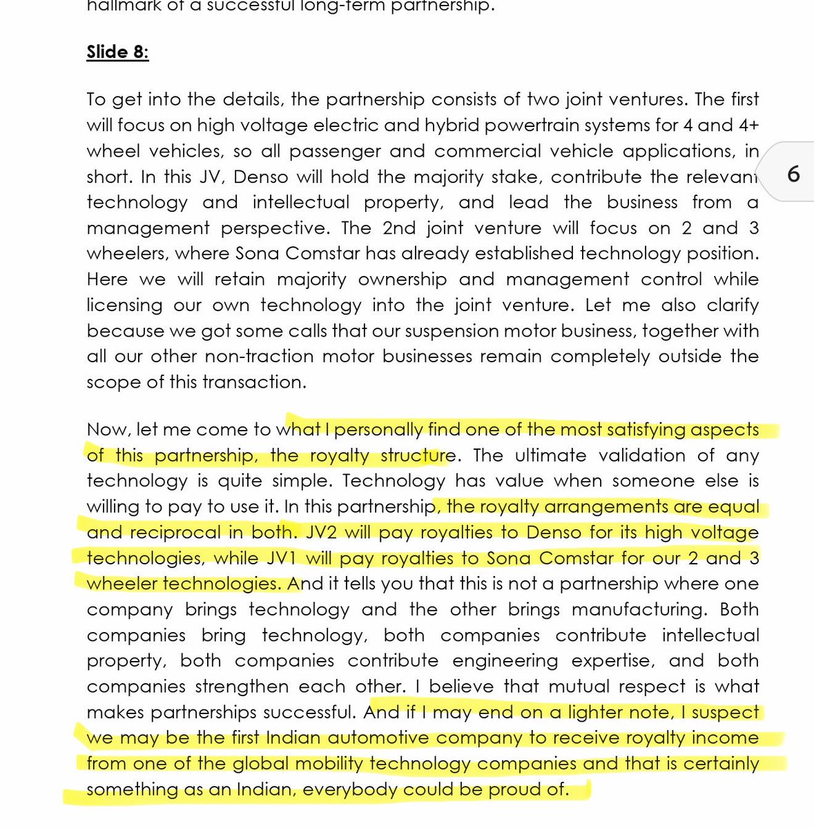 _HealthZwealth's tweet photo. We may be the first Indian automotive company to receive royalty income from one of the global mobility technology companies.

- From Sona Coms Concall https://t.co/mn7UWqFV8m