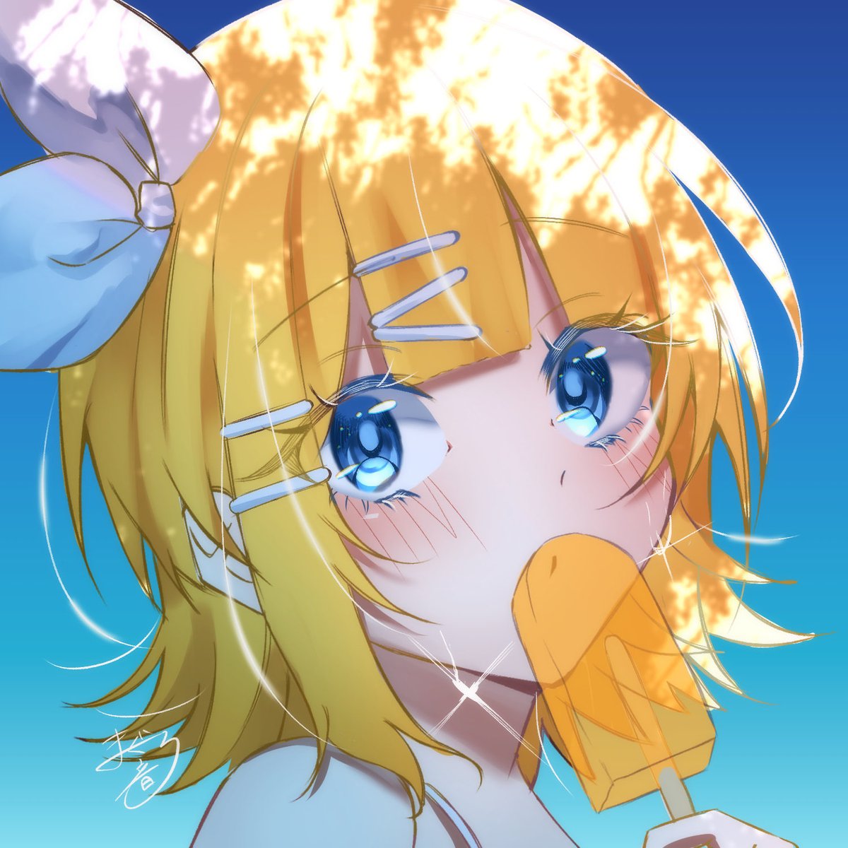 magurone0928's tweet photo. リハビリで前髪ぱっつんリンちゃん描いてみた✌️ https://t.co/oRv0165Ynd