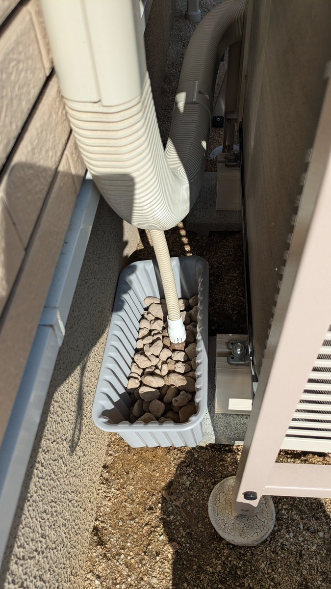 mp_house_2's tweet photo. 【模倣・実践】
夏は基本エアコンつけっぱなしのため、ドレン排水で土がビチョビチョになってたので、ポッテガさんの素晴らしいアイデアを早速真似してみました👍
ちなみに２時間くらいでペットボトル１Lが満杯になるほどでしたので、解消されることを祈ります🙏 https://t.co/J43rtiIMiC